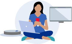 woman on multiple devices